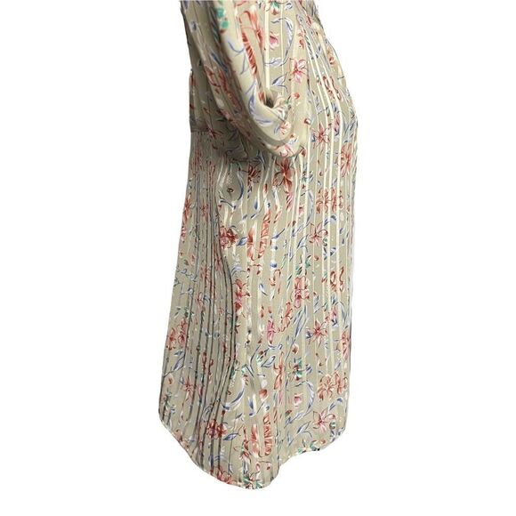 Linea V Button Up Shirt Women's 14 Multicolor Floral Print VTG Secretary Sheer - Picture 7 of 9